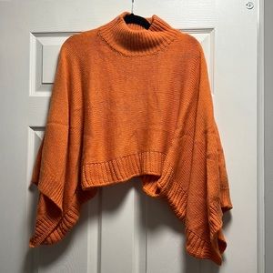 Anthropologie orange poncho sweater